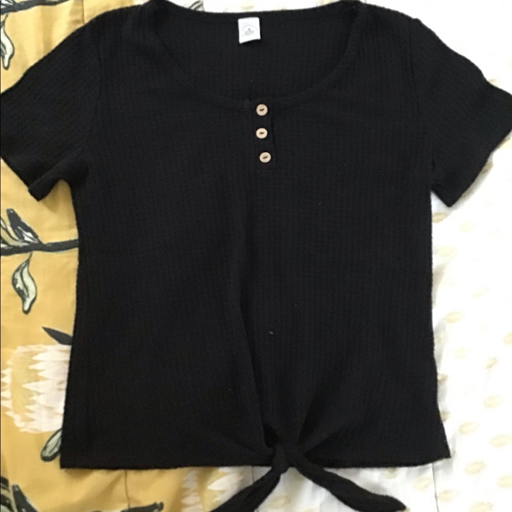Paper crane black ribbed tee